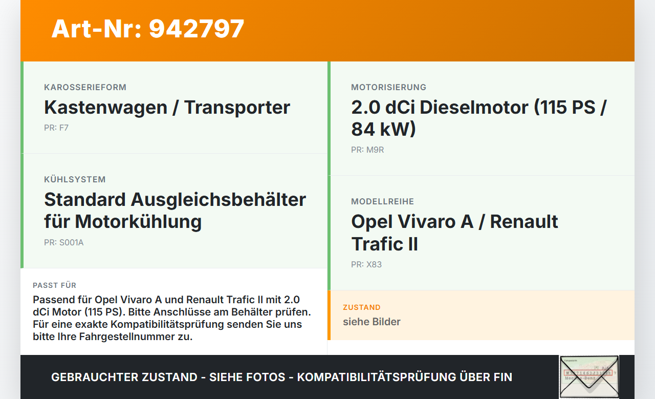 Opel Vivaro A F7 Trafic II 06-14 dCi 115 2,0 84KW Ausgleichsbehälter für Kühlmittel Opel Vivaro A F7 Trafic II... Vorschau 3