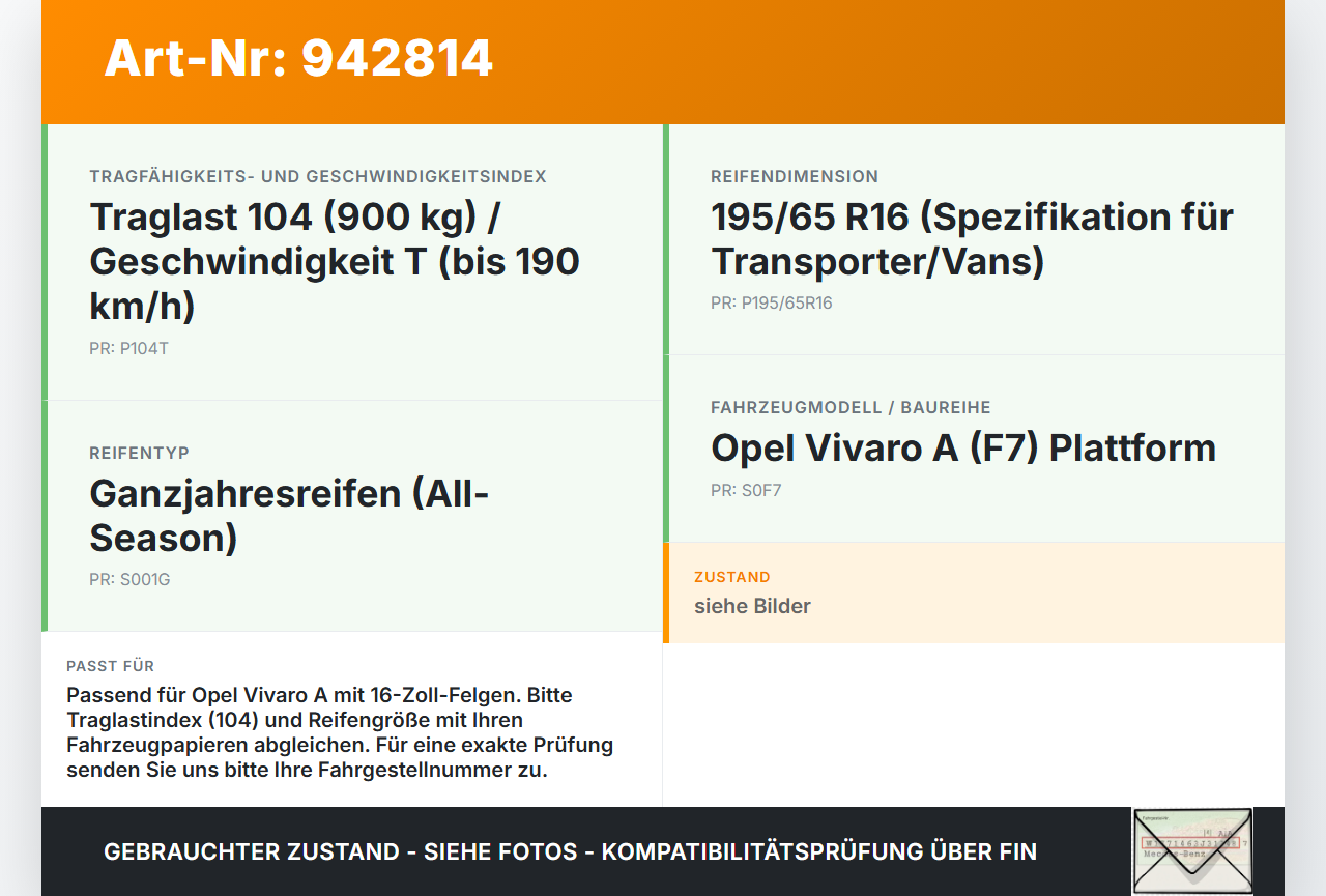 Opel Vivaro A F7 Trafic II 06-14 2x Reifen Ganzjahresreifen Platin 195/65R16 104T 7.9mm Opel Vivaro A F7 Trafic II... Vorschau 3