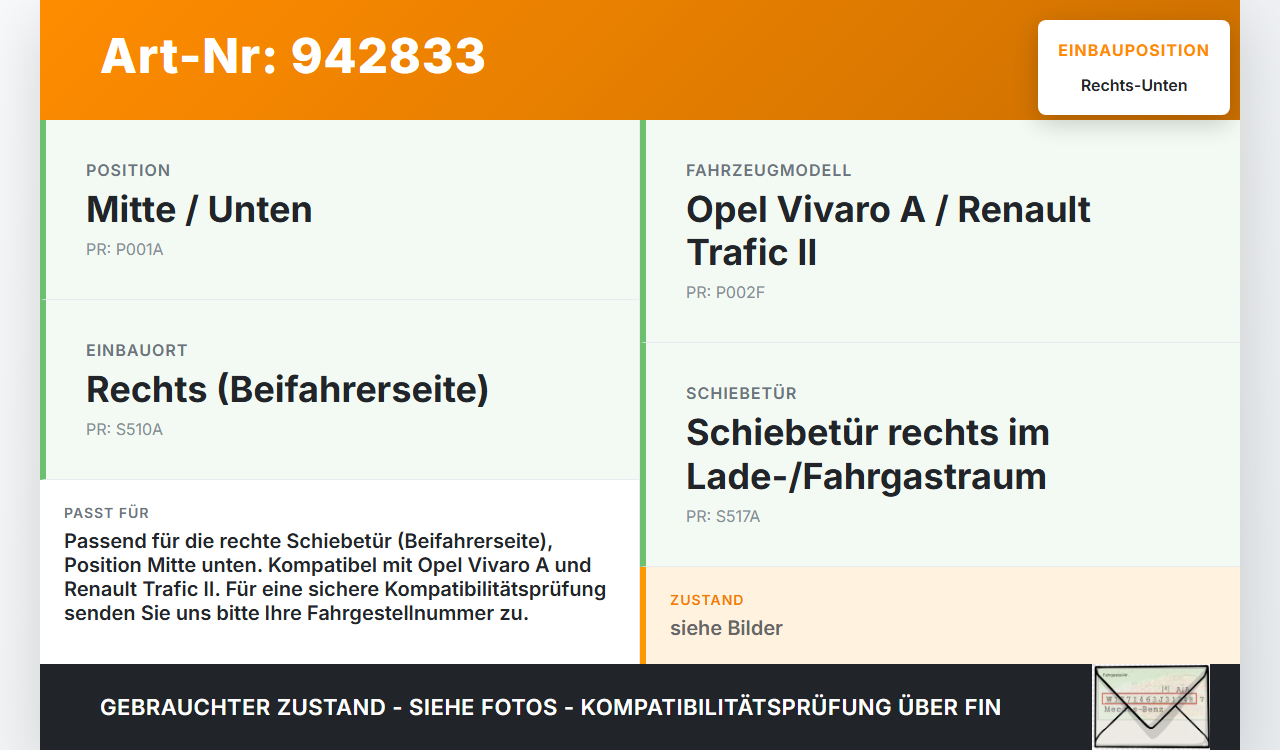 Opel Vivaro A F7 Trafic II 06-14 Kasten Führungsrolle Schiebetür Rechts Mitte Unten Opel Vivaro A F7 Trafic II... Vorschau 3