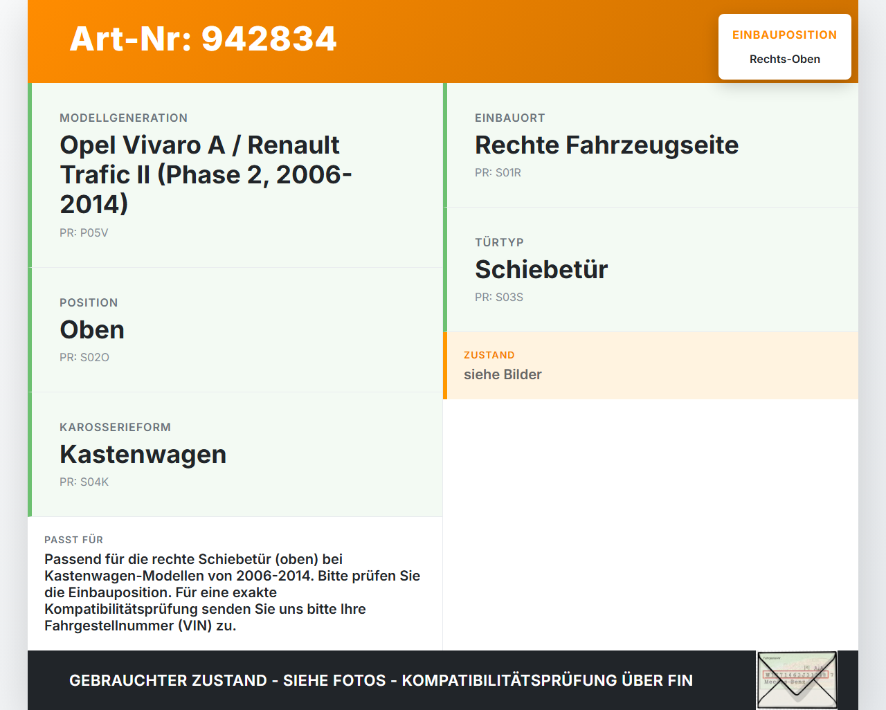 Opel Vivaro A F7 Trafic II 06-14 Kasten Führungsrolle Schiebetür Rechts Oben Opel Vivaro A F7 Trafic II 06-14... Vorschau 3