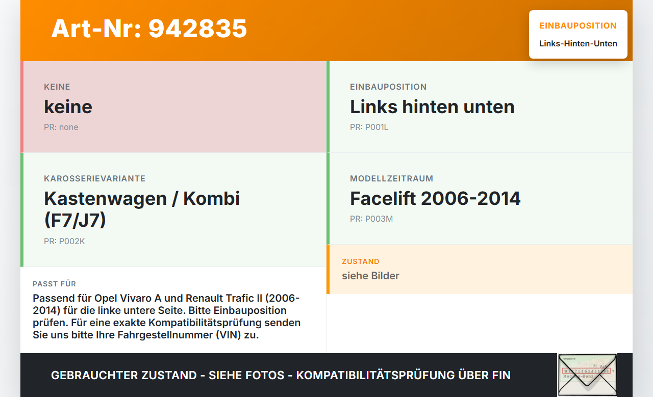 Opel Vivaro A F7 Trafic II 06-14 Kennzeichenleuchte Links Hinten Unten Opel Vivaro A F7 Trafic II 06-14 19.01.2011... Vorschau 3