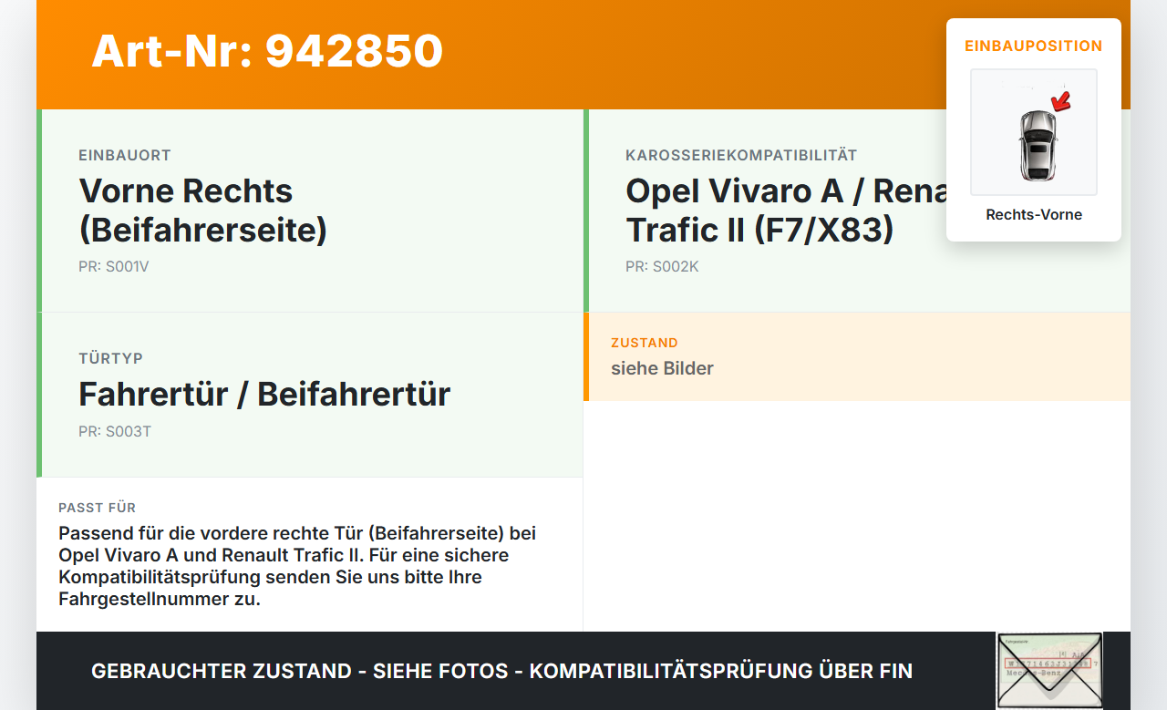 Opel Vivaro A F7 Trafic II 06-14 Kasten Türfangband Türbremse Türanschlag Rechts Vorne Opel Vivaro A F7 Trafic II... Vorschau 3