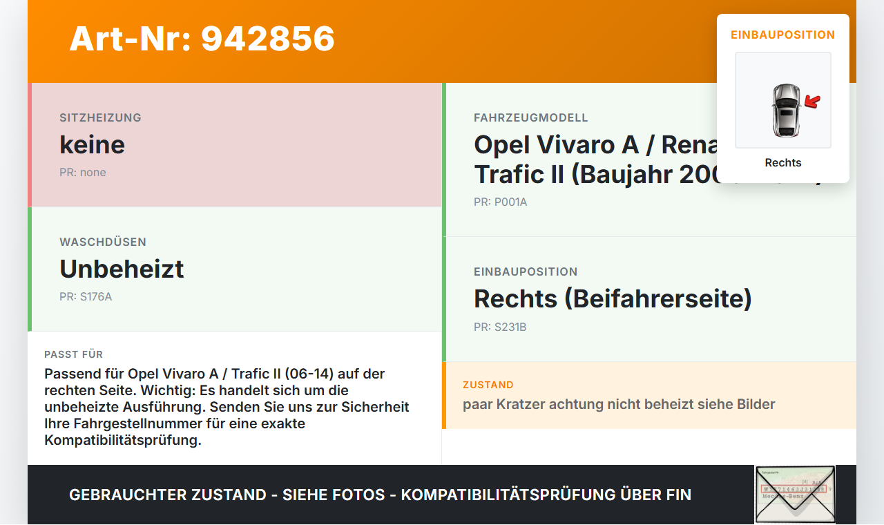 Opel Vivaro A F7 Trafic II 06-14 Waschdüse für Windschutzscheibe WS Rechts Opel Vivaro A F7 Trafic II 06-14... Vorschau 3