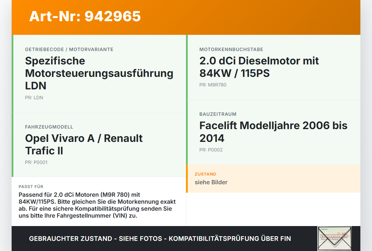 Opel Vivaro A F7 Trafic II 06-14 dCi 115 2,0 84KW LDN M9R780 Ölpumpe Opel Vivaro A F7 Trafic II 06-14 19.01.2011... Vorschau 3