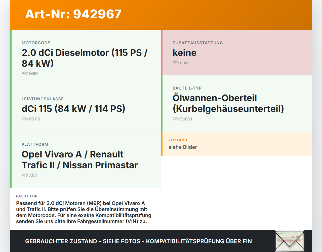 Opel Vivaro A F7 Trafic II 06-14 dCi 115 2,0 84KW LDN M9R780 Oberteil für Ölwanne Motorwanne Opel Vivaro A F7... Vorschau 3