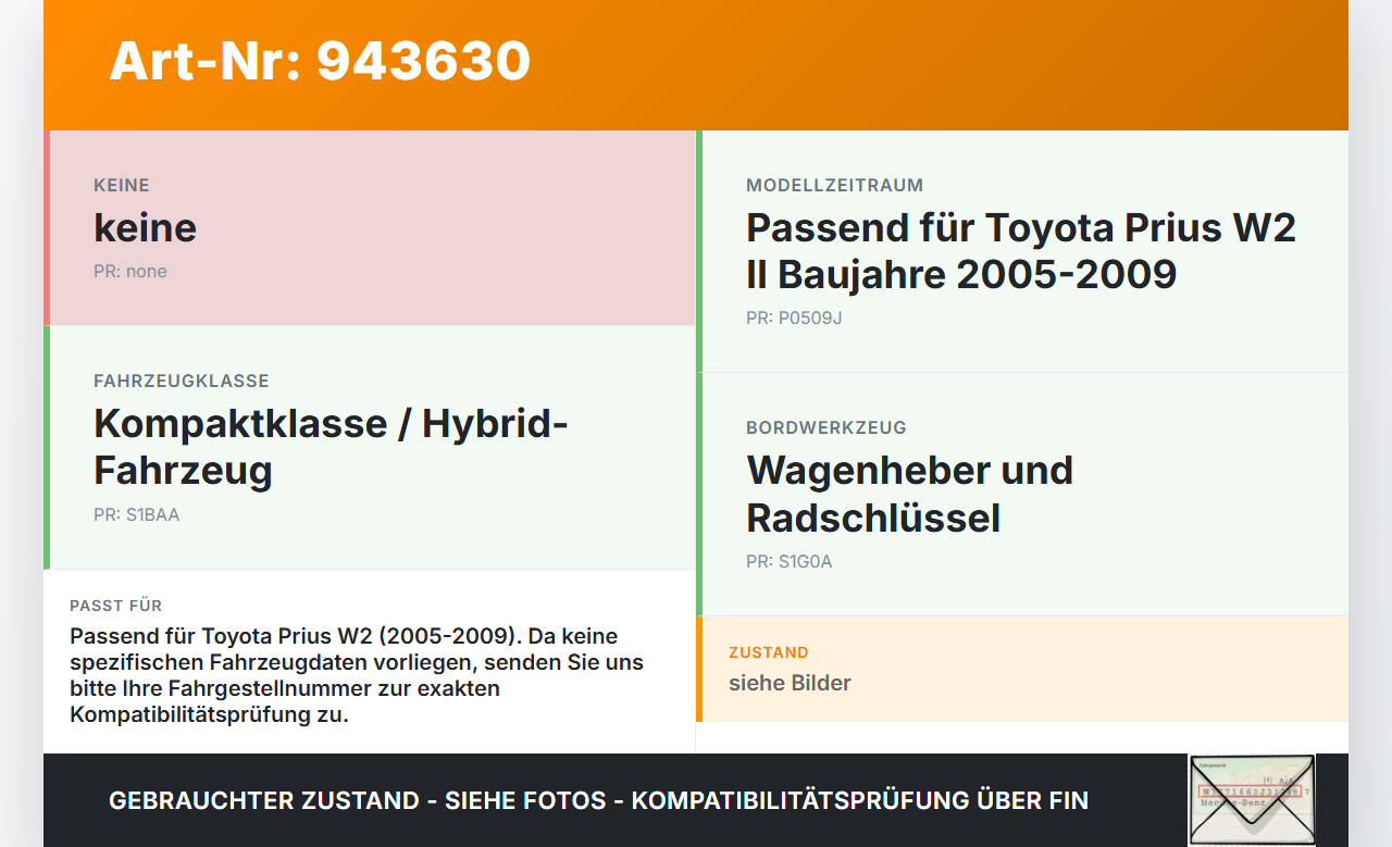 Toyota Prius W2 II 05-09 Wagenheber Toyota Prius W2 II 05-09 01.04.2004 gebraucht Vorschau 3