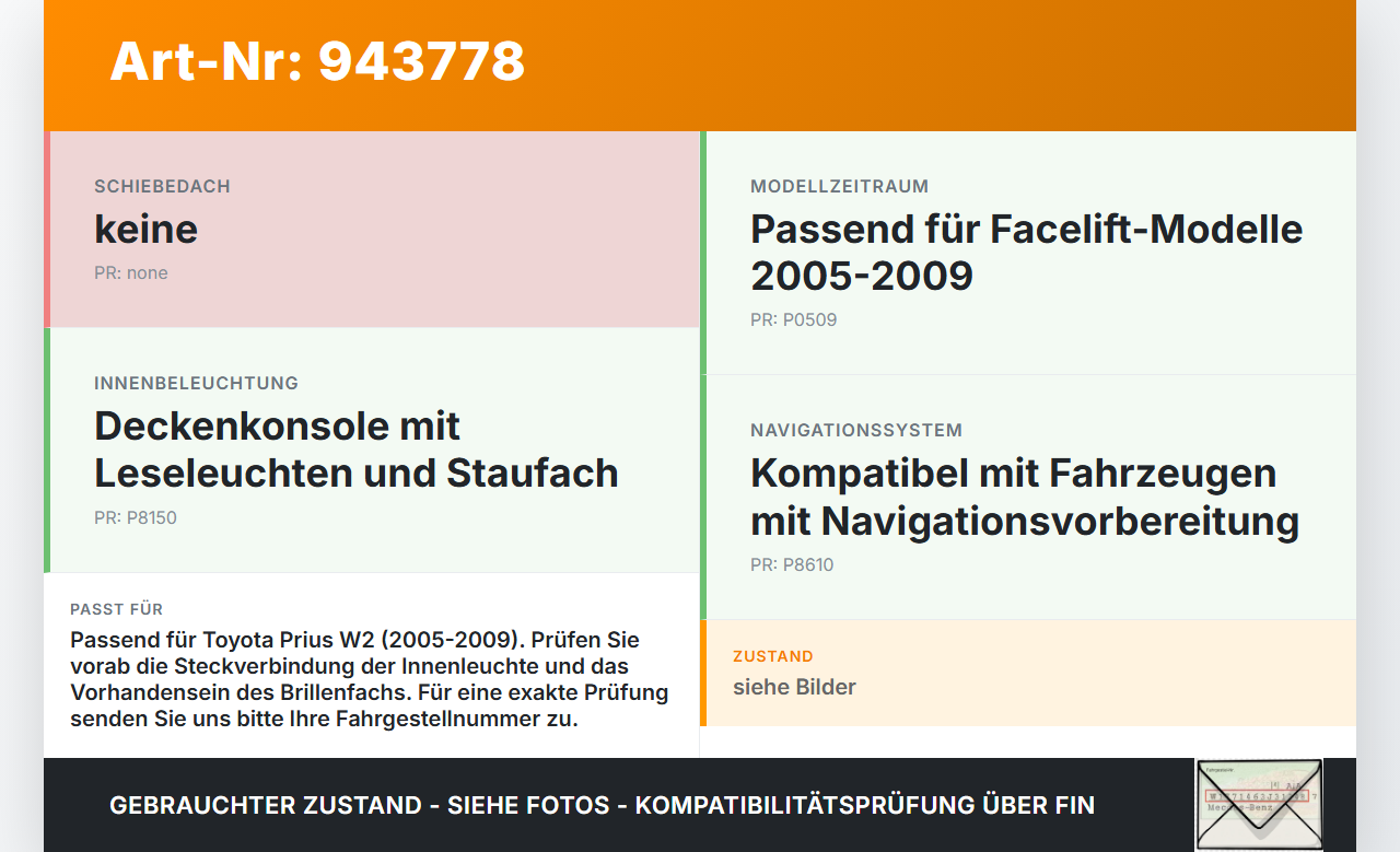 Toyota Prius W2 II 05-09 Deckenkonsole Staufach Innenleuchte Toyota Prius W2 II 05-09 01.04.2004 gebraucht Vorschau 3