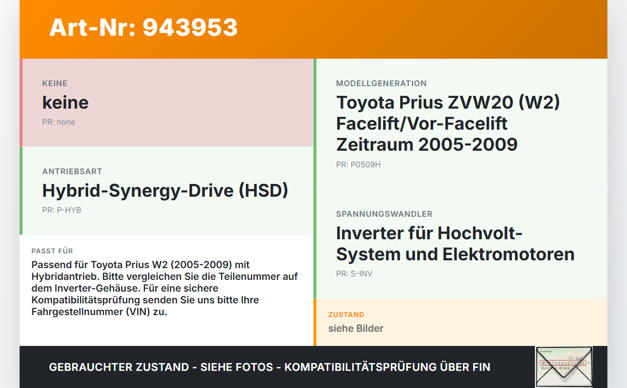 Toyota Prius W2 II 05-09 Inverter Wechselrichter Umrichter Spannungswandler Toyota Prius W2 II 05-09 01.04.2004... Vorschau 3