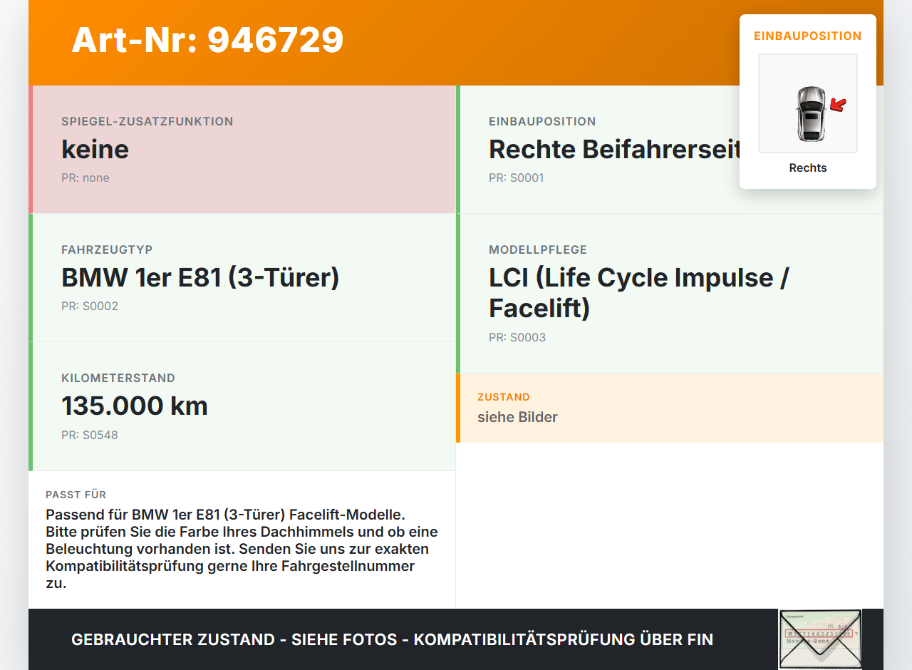 BMW E81 1er 116i LCI 07-13 Sonnenblende Rechts für Beifahrer BMW E81 1er 116i LCI 07-13 27.04.2010 gebraucht Vorschau 3