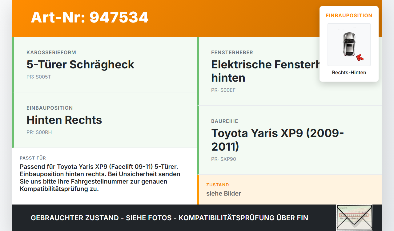 Toyota Yaris XP9 09-11 5T Türfangband Rechts Hinten Toyota Yaris XP9 09-11 08.04.2011 gebraucht Vorschau 3