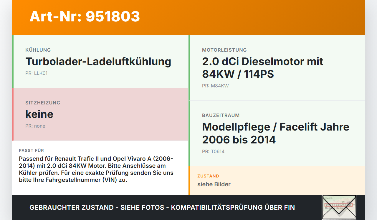 Renault Trafic II Vivaro A 06-14 DCI 2,0 84KW Ladeluftkühler Kühler Renault Trafic II Vivaro A 06-14 25.09.2008... Vorschau 3