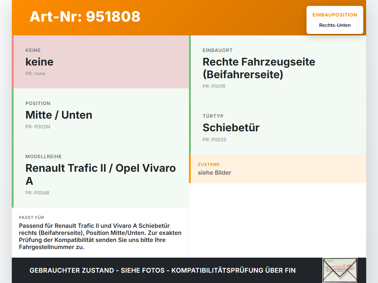 Renault Trafic II Vivaro A 06-14 Kasten Führungsrolle Schiebetür Rechts Mitte Unten Renault Trafic II Vivaro A... Vorschau 3