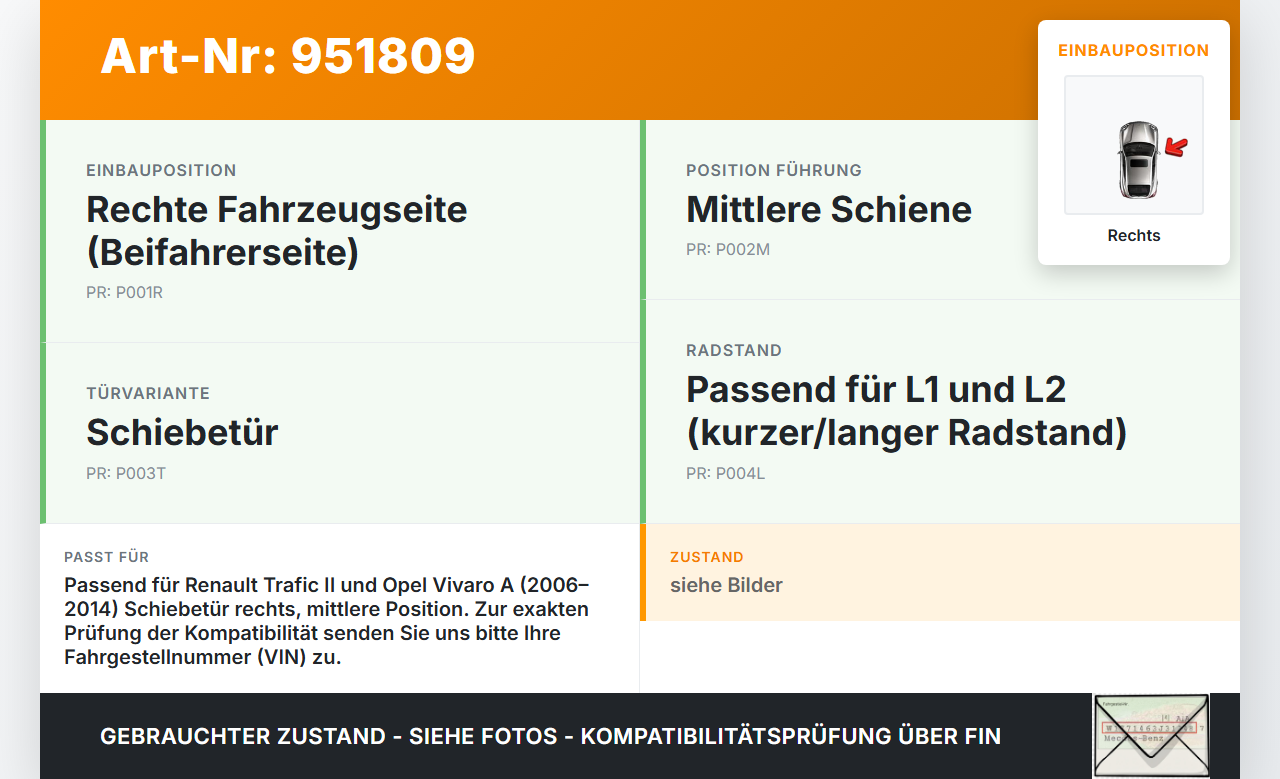 Renault Trafic II Vivaro A 06-14 Kasten Führungsrolle Schiebetür Rechts Mitte Renault Trafic II Vivaro A 06-14... Vorschau 3