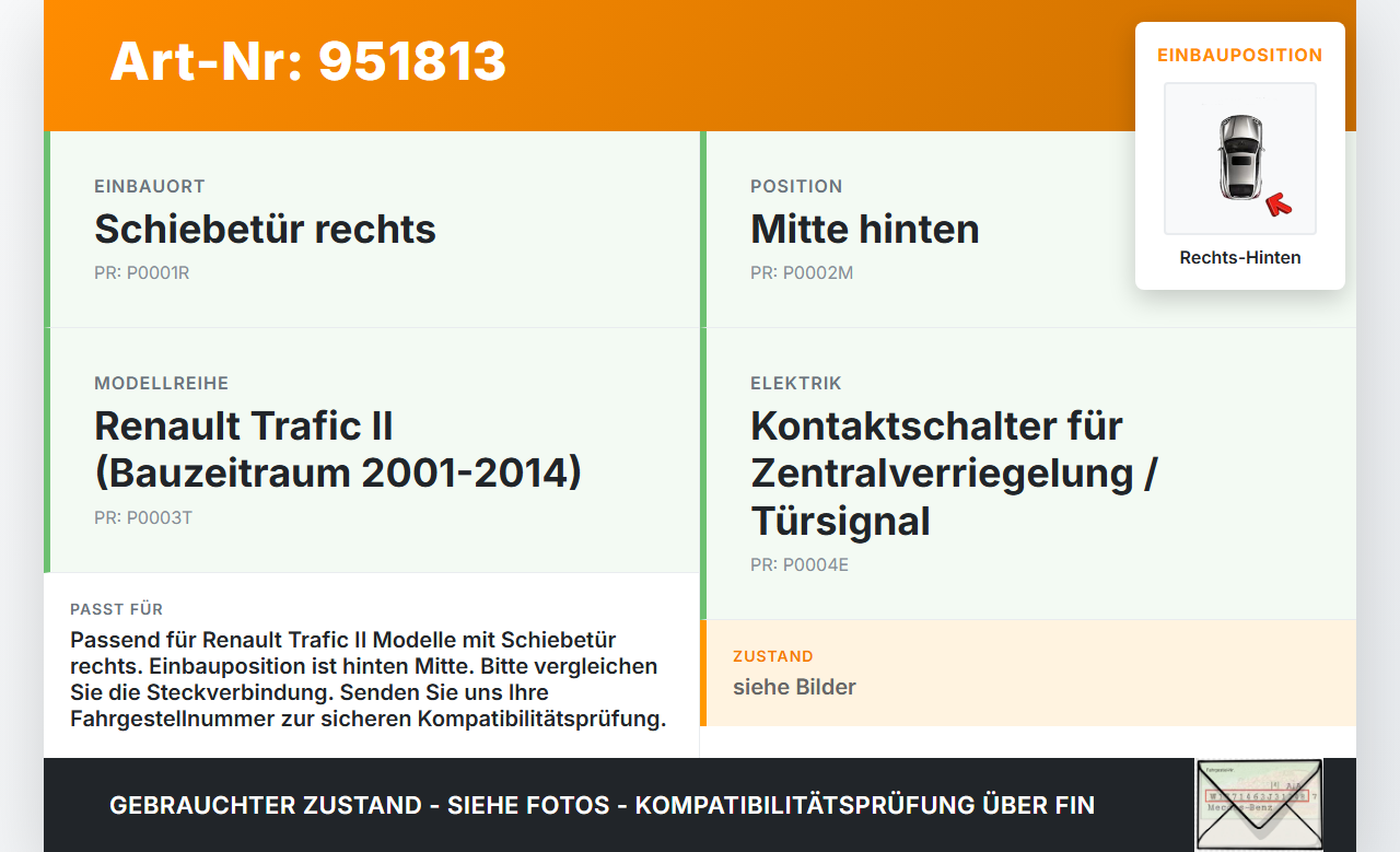 Renault Trafic II Vivaro A 06-14 Kontaktschalter Schalter Schiebetür Rechts Hinten Mitte Renault Trafic II Vivaro A... Vorschau 3