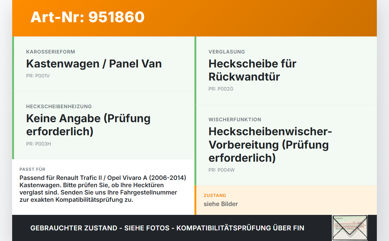 Renault Trafic II Vivaro A 06-14 Kasten Heckscheibe Rückwand Autoglas Renault Trafic II Vivaro A 06-14 25.09.2008... Vorschau 3