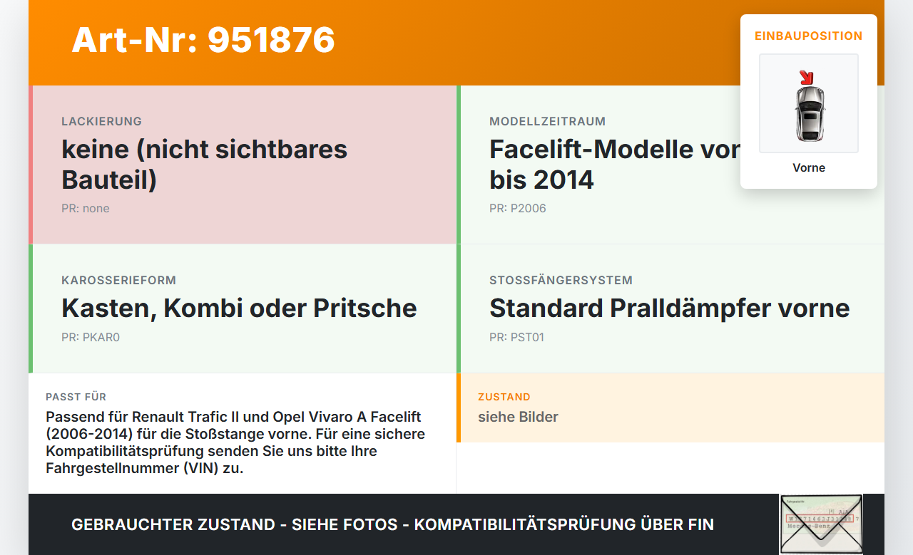 Renault Trafic II Vivaro A 06-14 Träger Pralldämpfer für Stoßstange Vorne Renault Trafic II Vivaro A 06-14... Vorschau 3