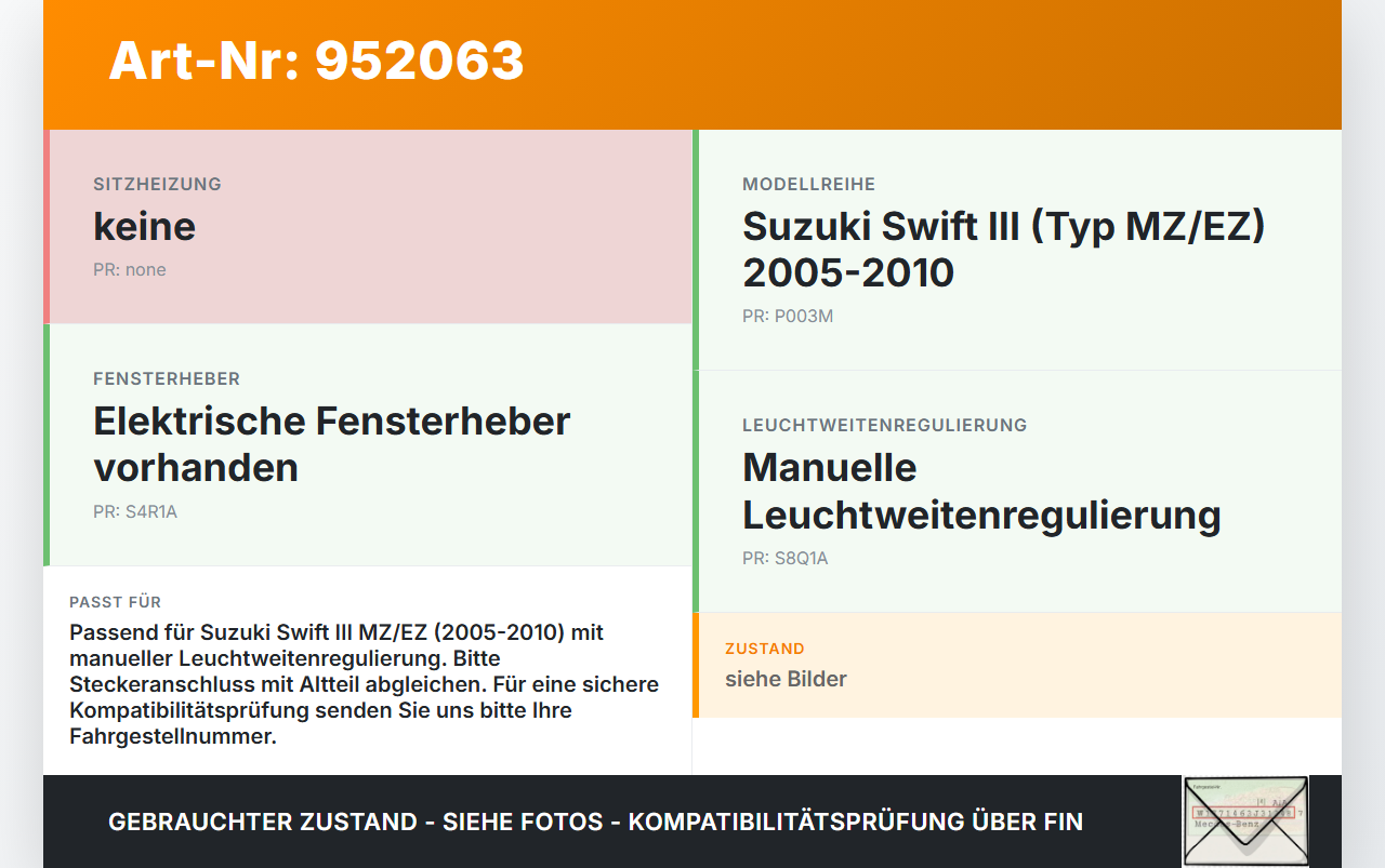 Suzuki Swift III MZ 05-10 LWR Schalter Leuchtweitenregler Suzuki Swift III MZ 05-10 28.11.2006 gebraucht Vorschau 3