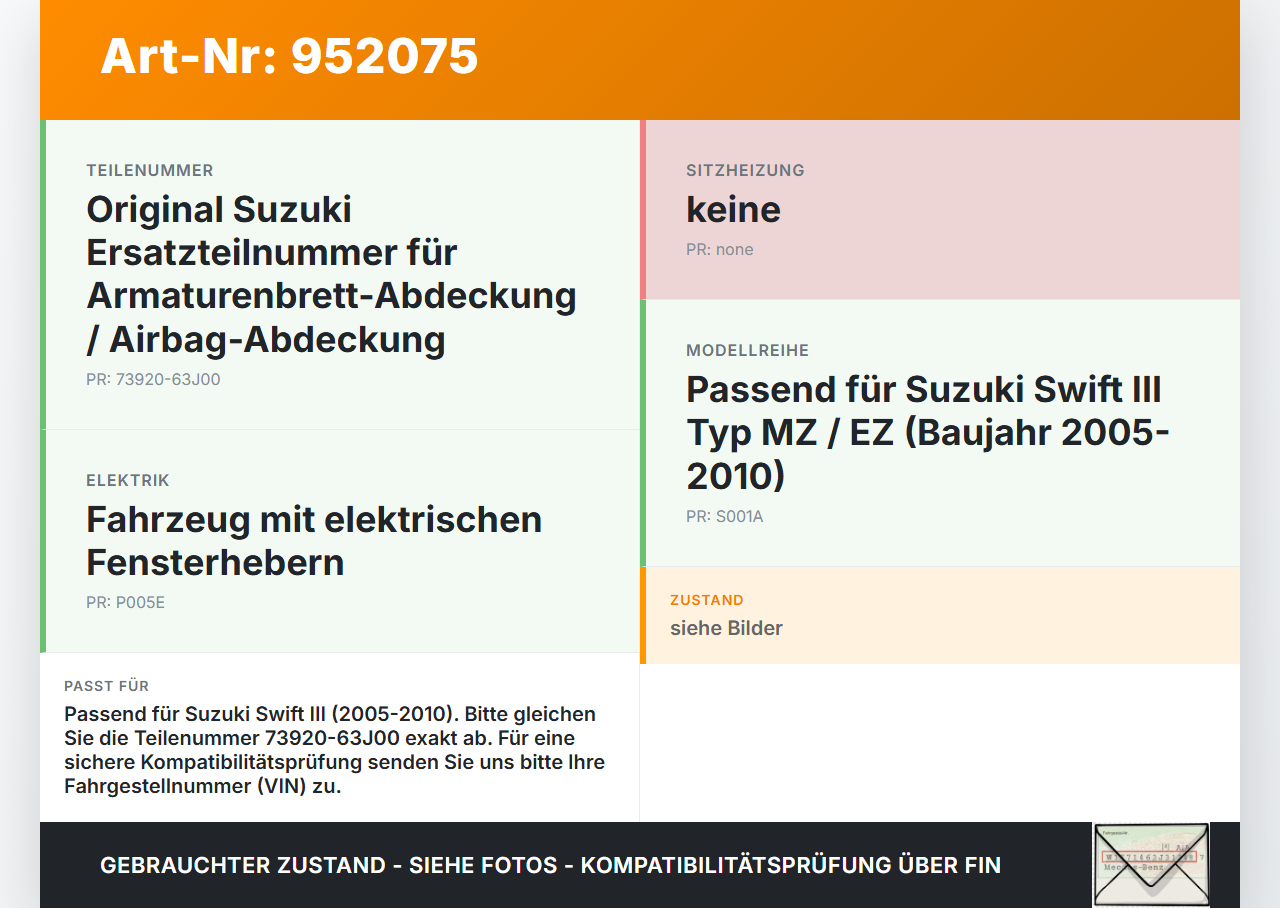 Suzuki Swift III MZ 05-10 Verkleidung Airbagabdeckung Verkleidung für Airbag Suzuki Swift III MZ 05-10 28.11.2006... Vorschau 3