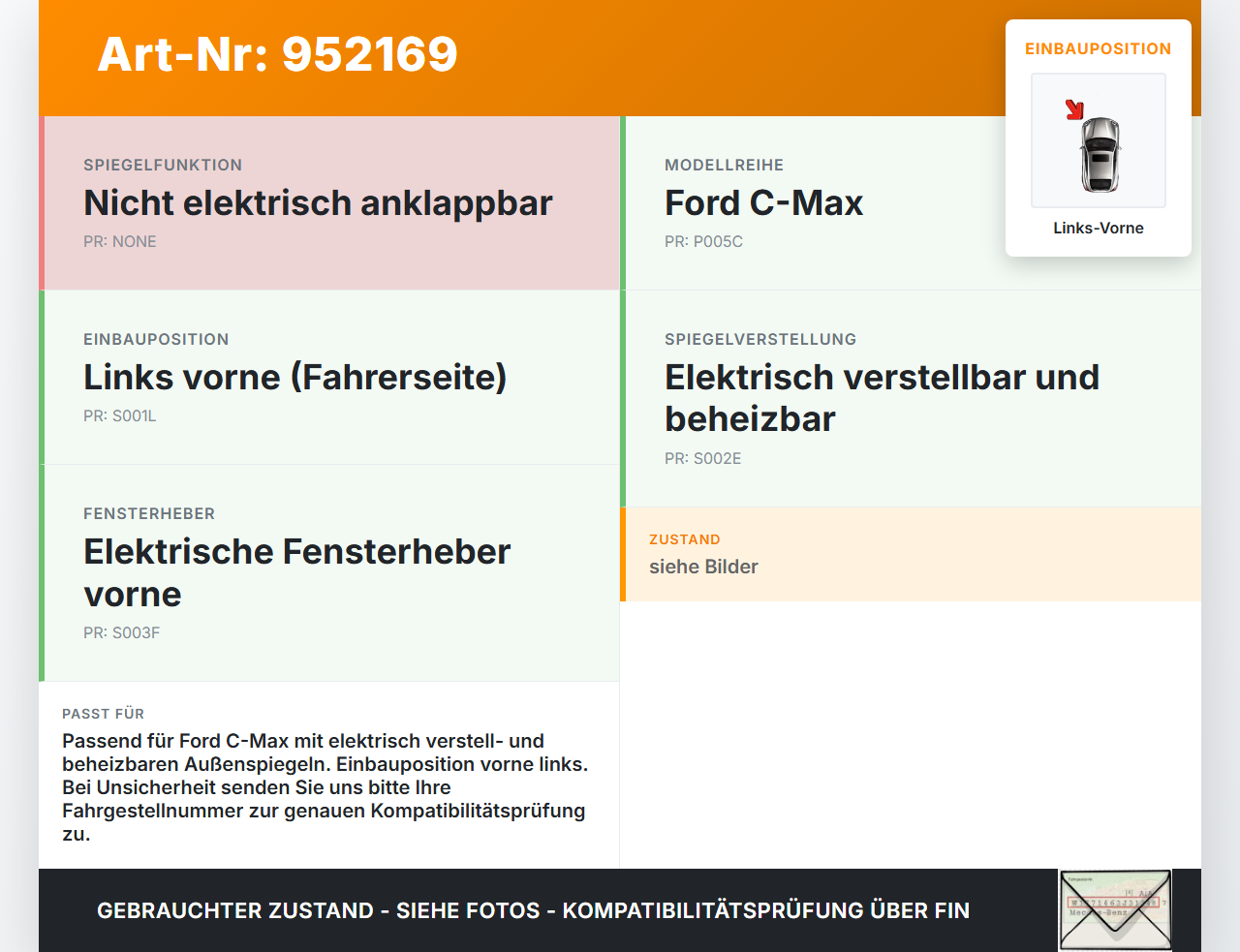 Ford C-Max DM2 07-10 2x Fensterheberschalter Schalter Links Vorne mit Spiegelverstellung Ford C-Max DM2 07-10... Vorschau 3