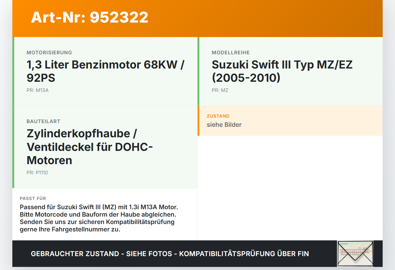 Suzuki Swift III MZ 05-10 1,3i 68KW M13A Ventildeckel Zylinderkopfhaube Suzuki Swift III MZ 05-10 28.11.2006... Vorschau 3