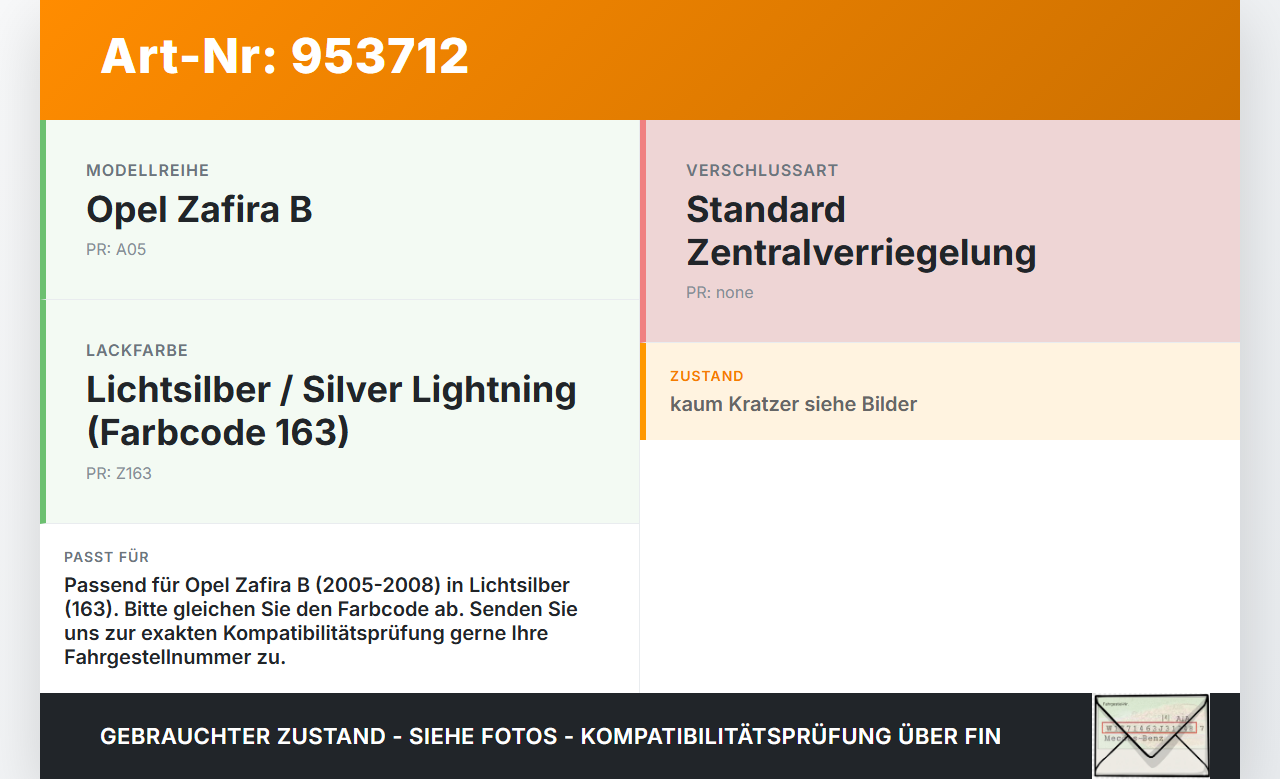 Opel Zafira B A05 05-08 Tankdeckel Tankklappe 163 Opel Zafira B A05 05-08 06.10.2006 93185623 gebraucht Vorschau 3