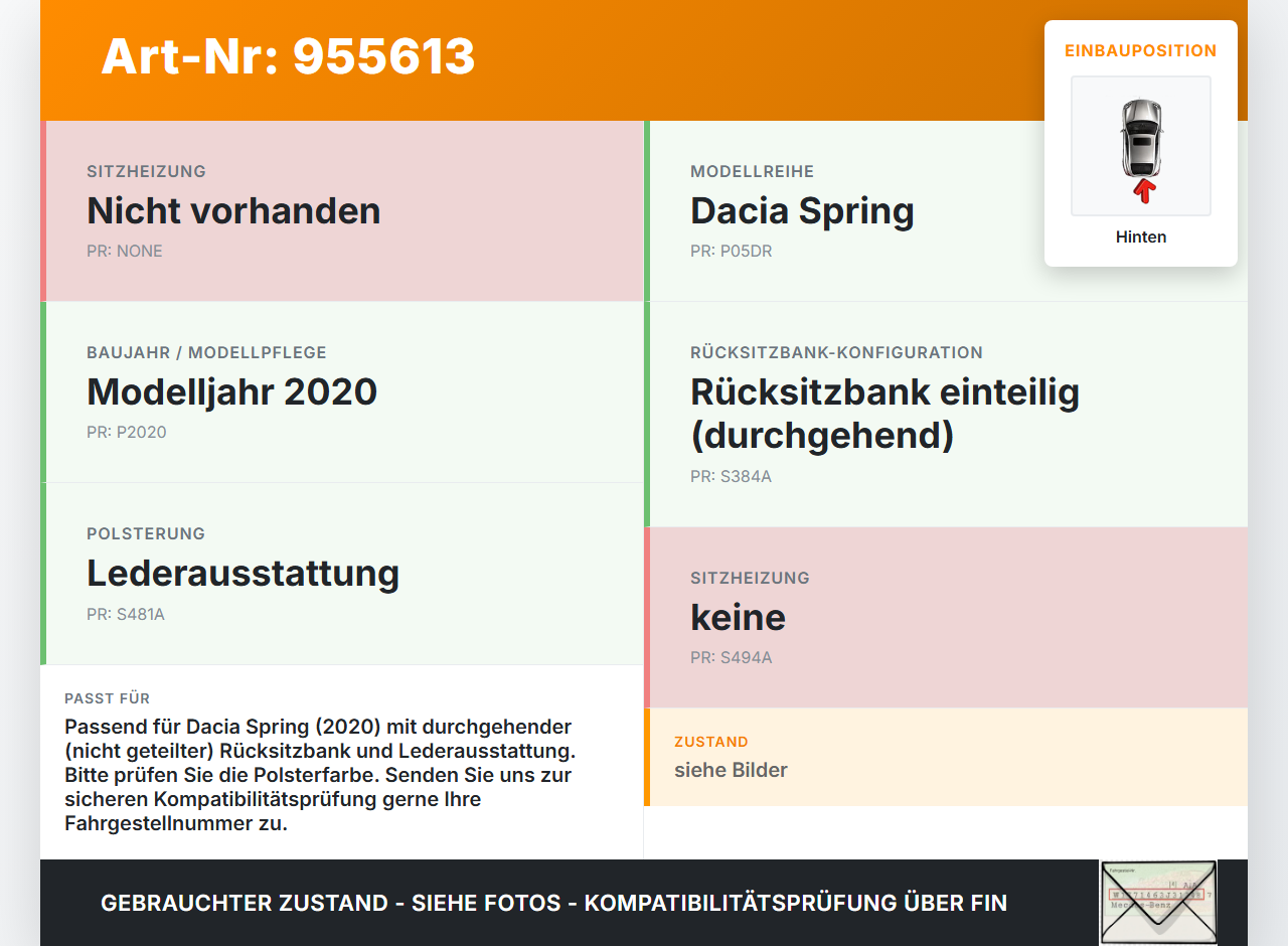 Dacia Spring BJ20 Sitzbezug Rückenpolster durchgehend für Rücksitzbank Hinten Dacia Spring BJ20 01.02.2021 gebraucht Vorschau 3