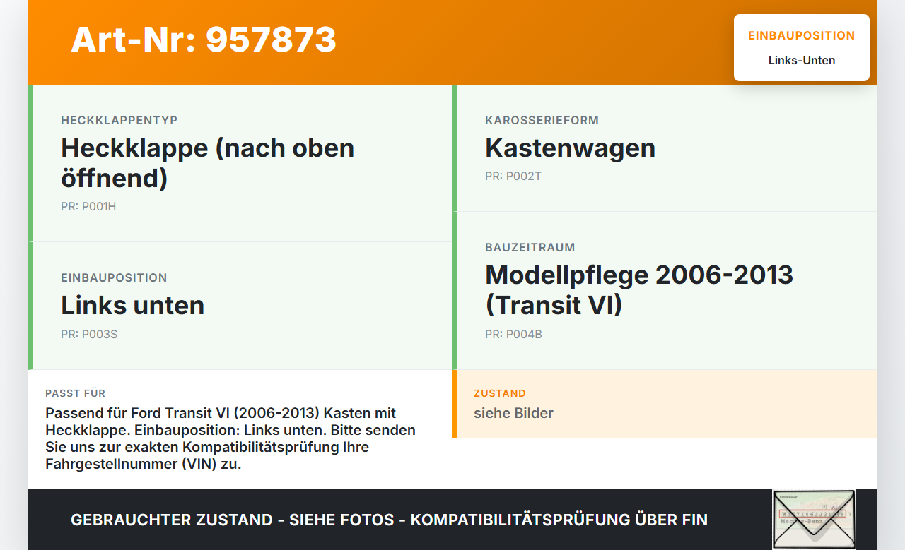 Ford Transit 6 VI 06-13 Kasten Scharniere Scharnier für Heckklappe Links Unten Ford Transit 6 VI 06-13 04.02.2008... Vorschau 3