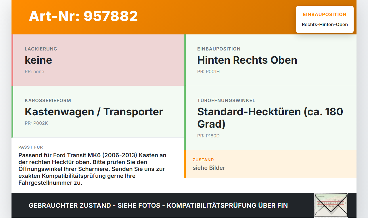 Ford Transit 6 VI 06-13 Kasten Türscharnier Tür Scharnier Rechts Hinten Oben Ford Transit 6 VI 06-13 04.02.2008... Vorschau 3