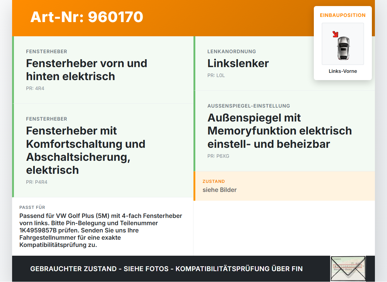 VW Golf Plus 5M 08-14 Fensterheberschalter Schalter Links Vorne VW Golf Plus 5M 08-14 20.12.2012 1K4959857B gebraucht Vorschau 3