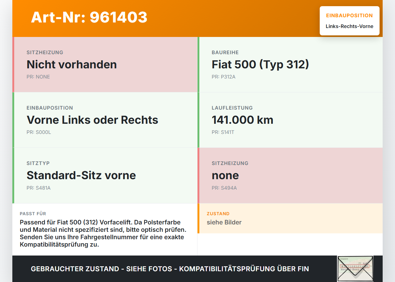 Fiat 500 312 09-15 Kopfstütze für Fahrer Sitz Rechts oder Links Vorne Fiat 500 312 09-15 07.12.2010 gebraucht Vorschau 3