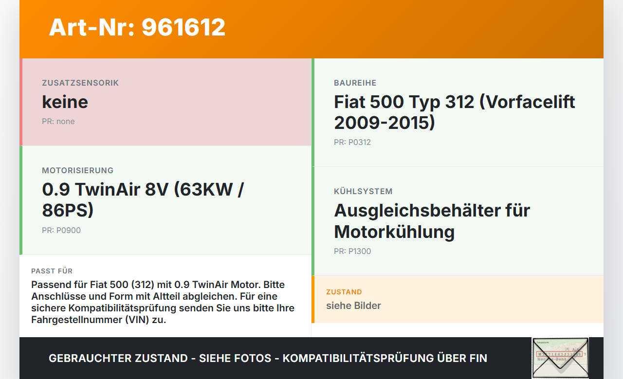 Fiat 500 312 09-15 0,9 63KW Ausgleichsbehälter für Kühlmittel Fiat 500 312 09-15 07.12.2010 gebraucht Vorschau 3