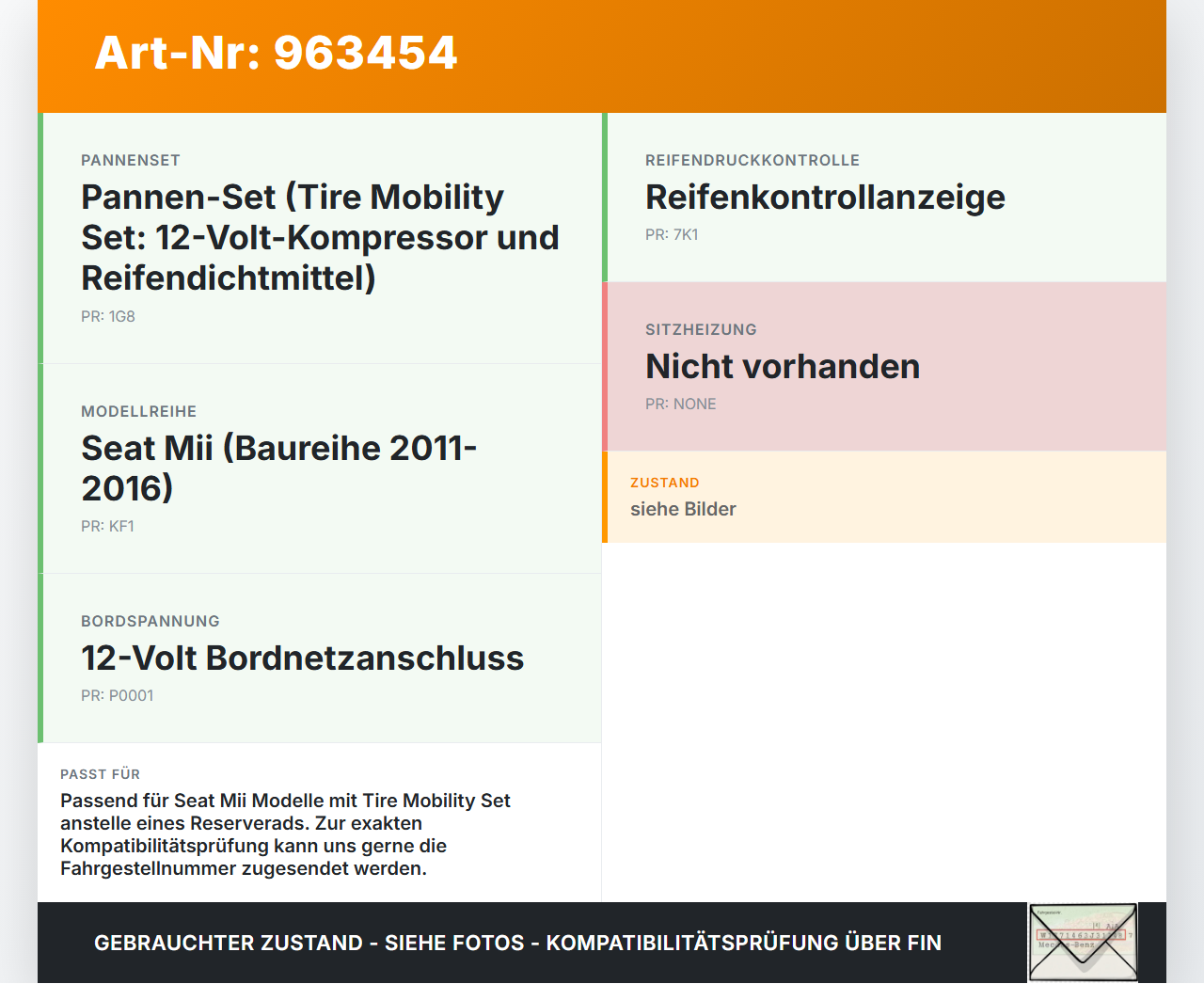 Seat Mii KF1 11-16 1,0 44KW Elektrische Luftpumpe Luft Kompressor Pannenset Seat Mii KF1 11-16 21.10.2014... Vorschau 3