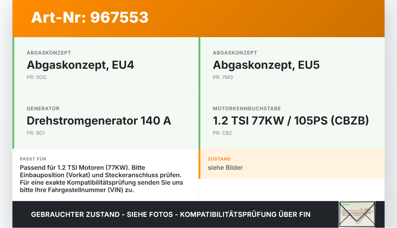VW Caddy III 2K 10-15 TSI 1,2 77KW Lambdasonde Vorkat Pos.2 VW Caddy III 2K 10-15 19.03.2014 gebraucht Vorschau 3