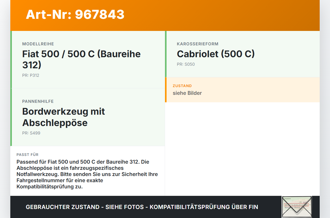 Fiat 500 C 312 Abschleppöse Abschlepphaken Fiat 500 C 312 24.01.2013 gebraucht Vorschau 3
