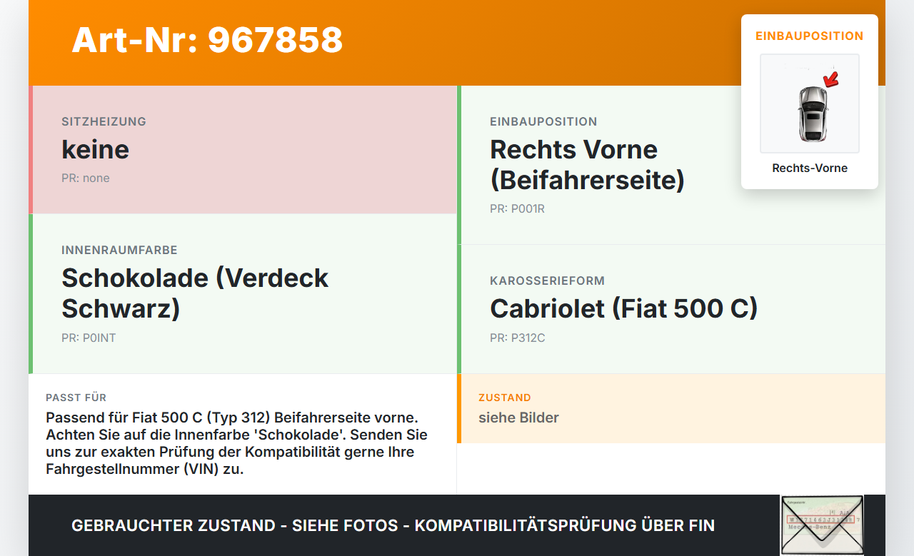 Fiat 500 C 312 Cabrio Türgriff Griff Innen Rechts Vorne Fiat 500 C 312 24.01.2013 gebraucht Vorschau 3