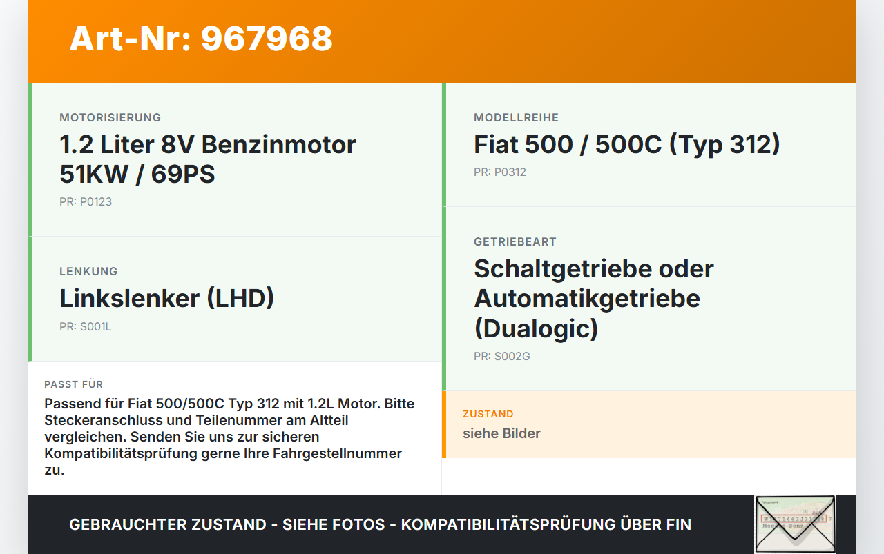 Fiat 500 C 312 1,2 51KW Gaswertgeber Gaspedal Fiat 500 C 312 24.01.2013 gebraucht Vorschau 3