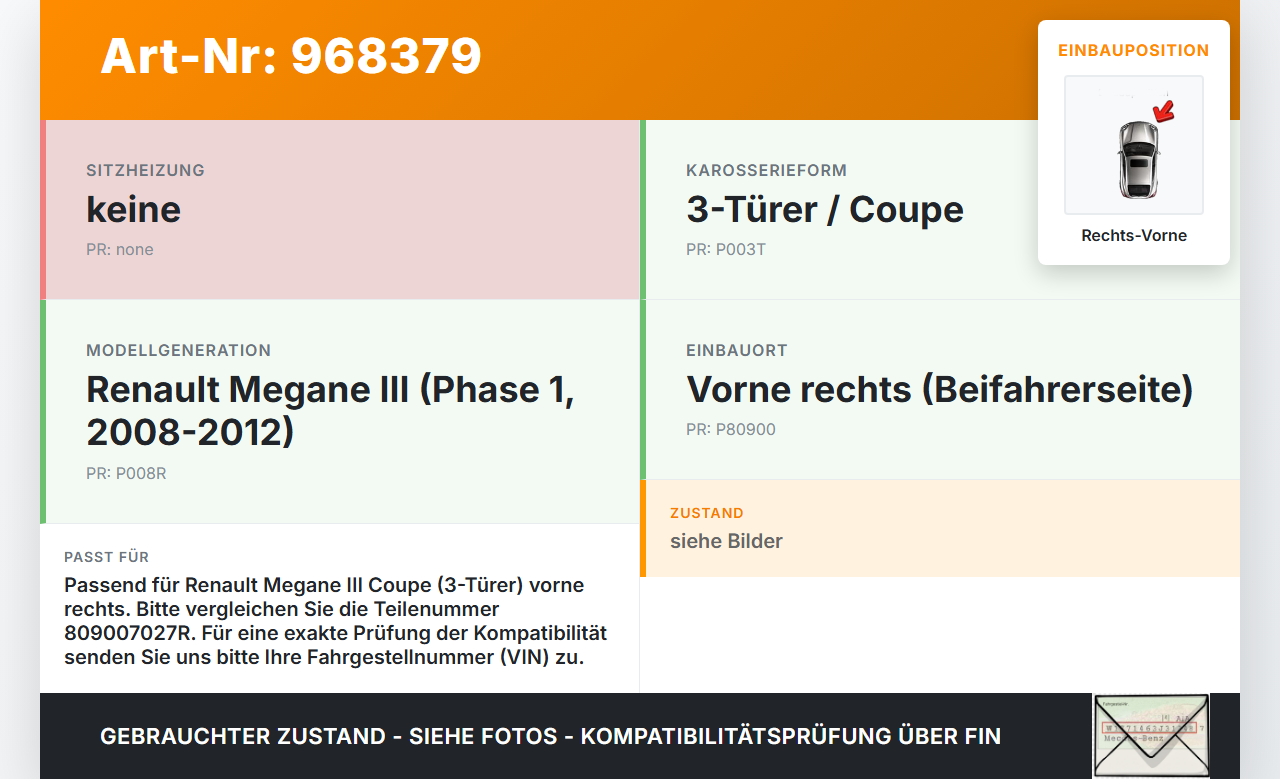 Renault Megane III 08-12 Coupe Türverkleidung Türpappe Rechts Vorne Renault Megane III 08-12 13.12.2010 809007027R... Vorschau 3