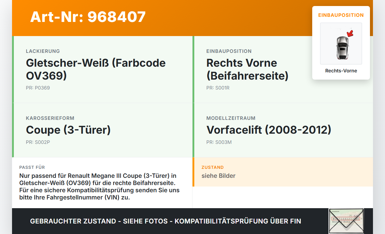 Renault Megane III 08-12 Coupe Türleiste Rechts Vorne Aussen OV369 Renault Megane III 08-12 13.12.2010 gebraucht Vorschau 3