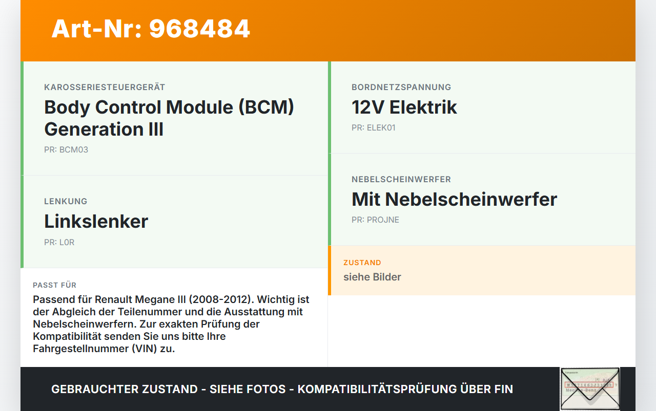 Renault Megane III 08-12 Steuergerät ECU Modul SG BCM Body Control Renault Megane III 08-12 13.12.2010 A2C53284891... Vorschau 3