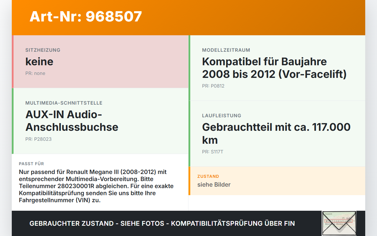 Renault Megane III 08-12 Aux Adapter Renault Megane III 08-12 13.12.2010 280230001R gebraucht Vorschau 3