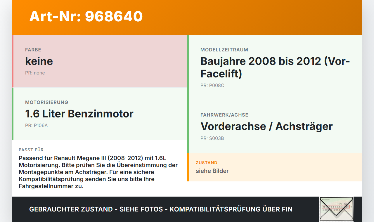 Renault Megane III 08-12 1,6 81KW Vorderachse Motorträger Motorhalter Achsträger Renault Megane III 08-12... Vorschau 3