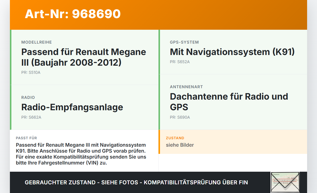 Renault Megane III 08-12 Antenne Dachantenne für GPS K91 und Radio Renault Megane III 08-12 13.12.2010 gebraucht Vorschau 3