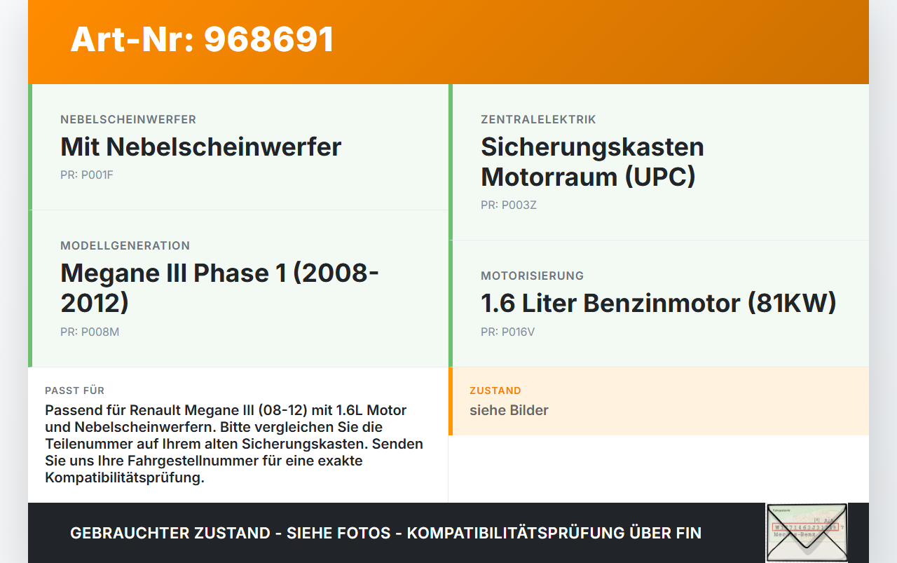 Renault Megane III 08-12 1,6 81KW Sicherungskasten Zentralelektrik Renault Megane III 08-12 13.12.2010 284B61871R... Vorschau 3