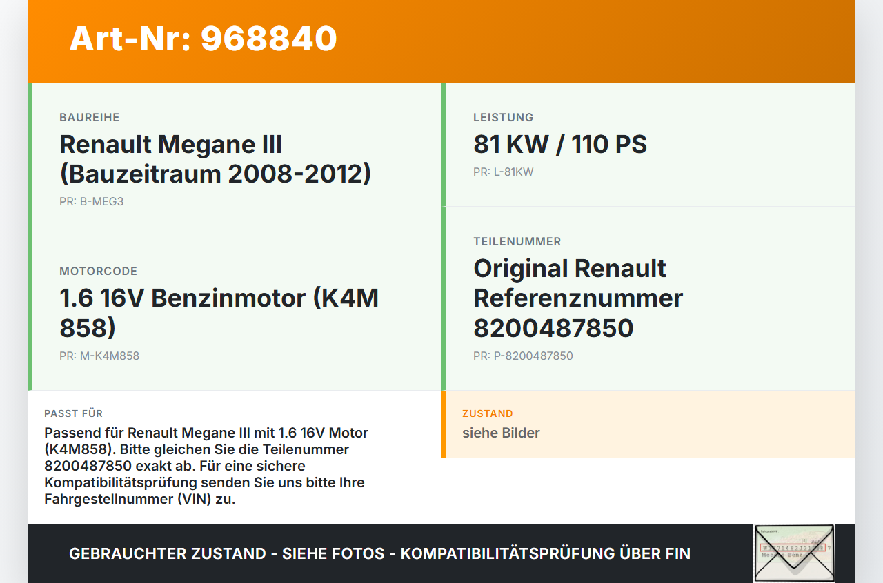 Renault Megane III 08-12 1,6 81KW K4M858 Abgaskrümmer Renault Megane III 08-12 13.12.2010 8200487850 gebraucht Vorschau 3