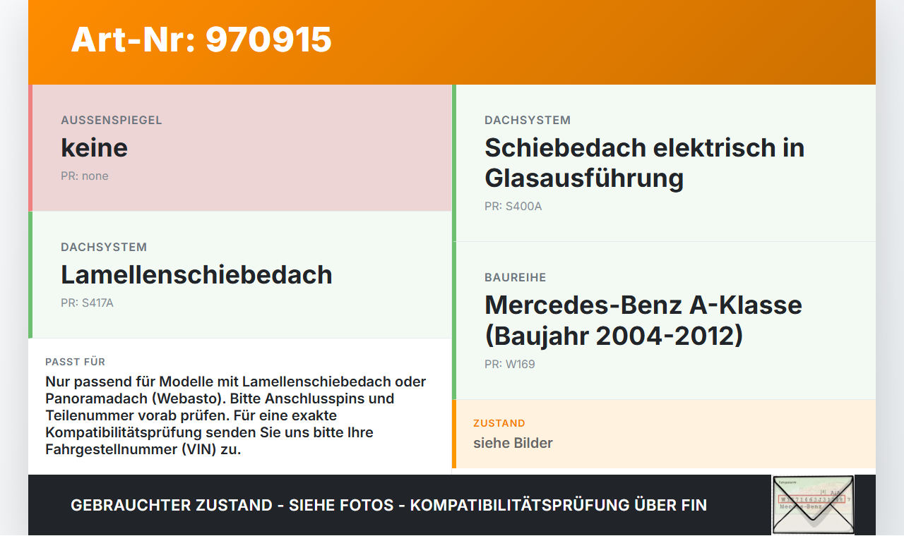 Mercedes A170 W169 04-08 Schiebedachmotor Panoramadach Orig. Webasto Mercedes A170 W169 04-08 24.10.2007... Vorschau 3