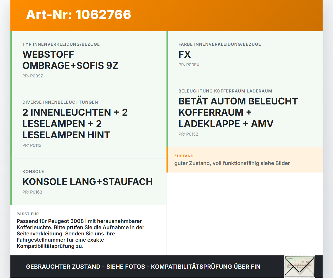 Peugeot 3008 I 0U 13-16 HDI 1,6 82KW Taschenlampe Orig. Onboardtaschenlampe Peugeot 3008 I 0U 13-16 02.01.2012... Vorschau 3