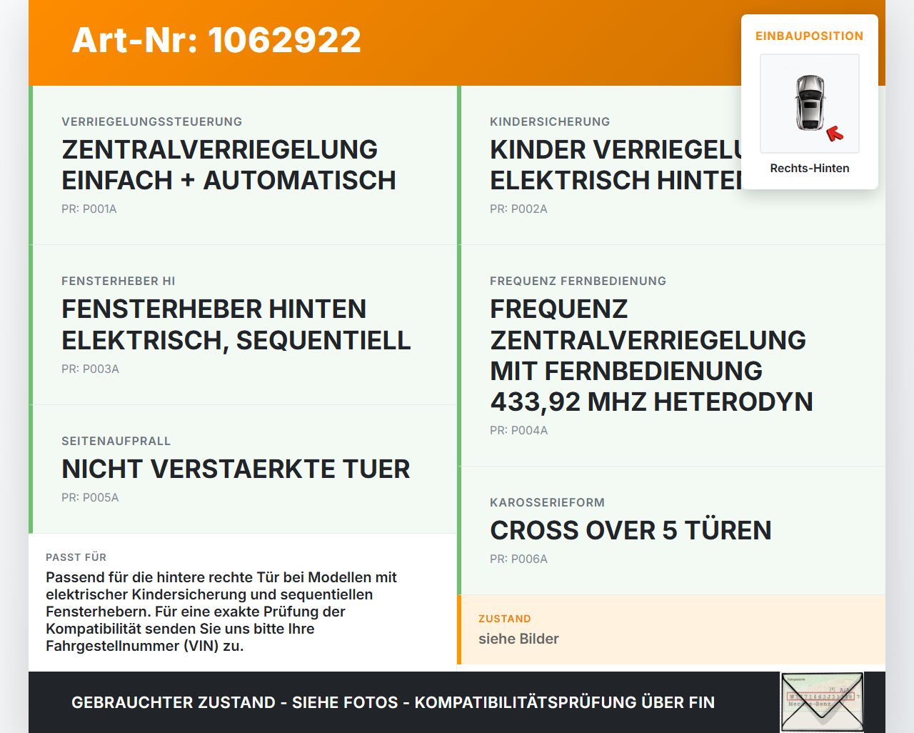 Peugeot 3008 I 0U 13-16 Mehrzweckfahrzeug Türschloss m. ZV Stellmotor Rechts Hinten Peugeot 3008 I 0U 13-16... Vorschau 3