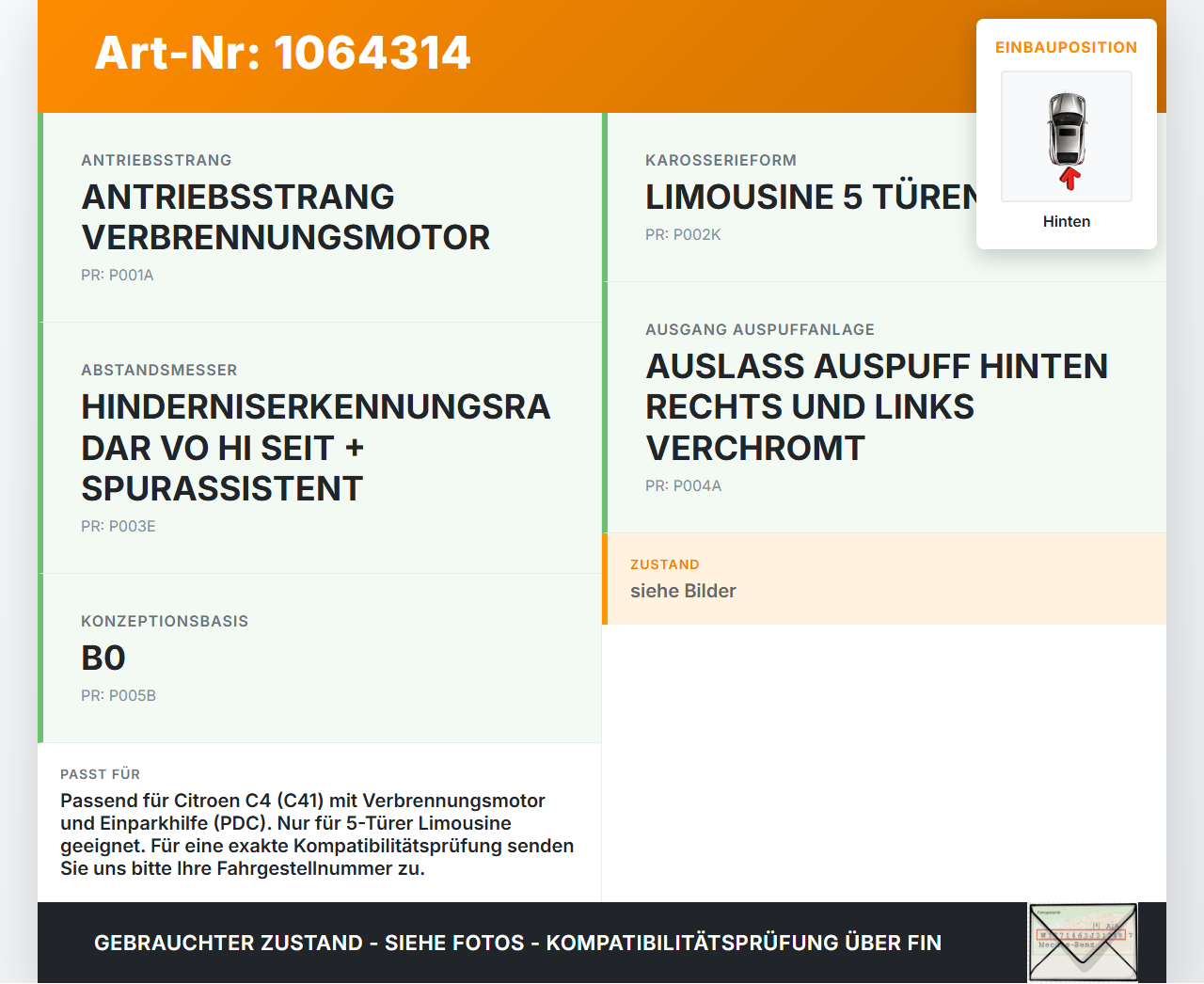 Citroen C4 III 20-24 Stoßstangenträger Stoßfängerträger Querträger Träger Hinten Citroen C4 III 20-24 26.09.2024... Vorschau 3