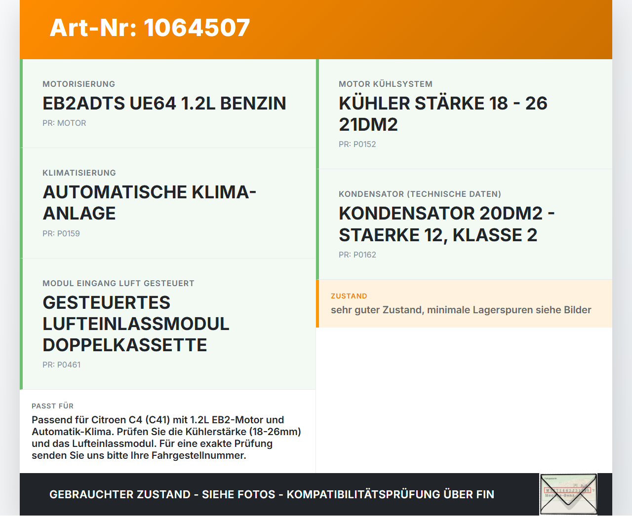 Citroen C4 III 20-24 1,2 74KW Wasserkühler Kühler Citroen C4 III 20-24 26.09.2024 9825333380 E516310-501000... Vorschau 3