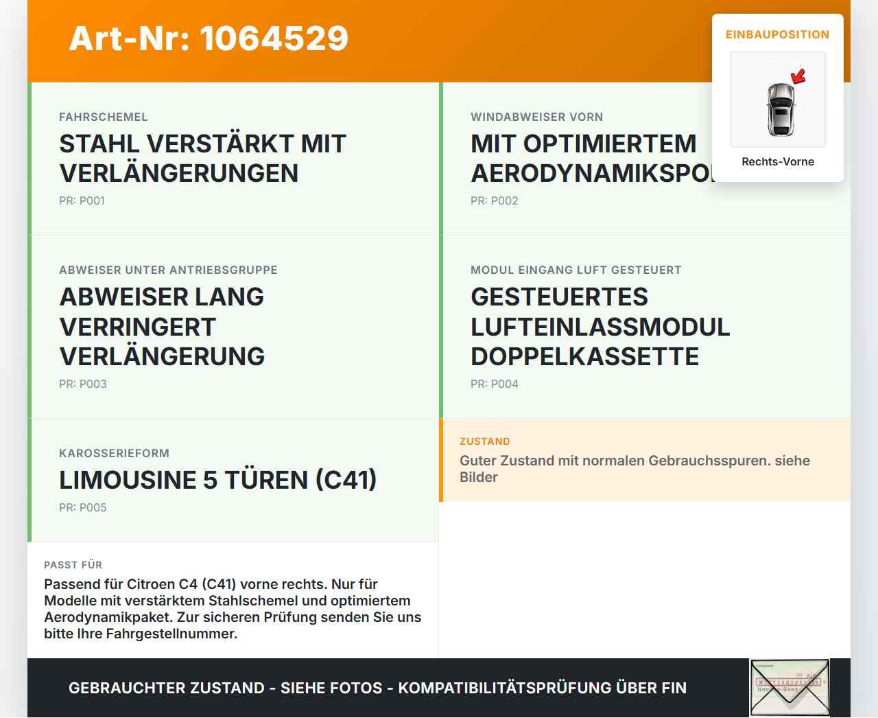 Citroen C4 III 20-24 Stoßstangenträger Stoßfängerträger Querträger Rechts Vorne Citroen C4 III 20-24 26.09.2024... Vorschau 3